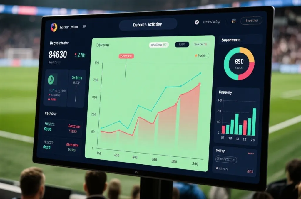 Football match live statistics dashboard showing dangerous attacks and possession charts